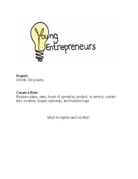 Preview of Becoming a Young Entrepreneur  (project, glossary terms included)