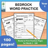 Bedrock Literacy Curriculum Word Worksheets Year 1, Words 1-100