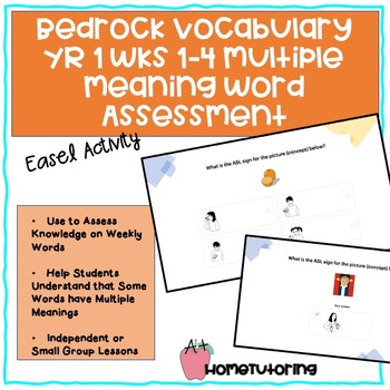 Preview of Bedrock YR 1 WKS 1-4 Vocabulary Multiple Meaning Words Digital Easel Assessment