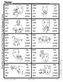 Bedrock Year 1 American Sign Language Image with list of words.