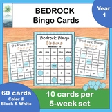 Bedrock Literacy Curriculum Year 1 Words Review Bingo Cards