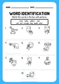 Preview of Bedrock Year 1, Week 1, English Word to ASL Identification