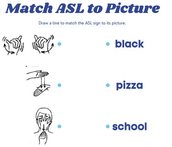 Preview of Bedrock Year 1, Week 2, ASL to English Word Match