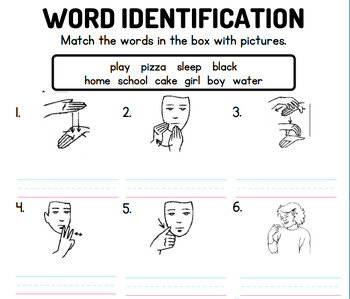 Preview of Bedrock Year 1, Week 2, Word to ASL Identification + Handwriting