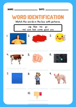 Preview of Bedrock Year 1, Week 3, English Word to Picture Identification