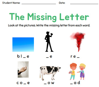 Preview of Bedrock Year 1, Week 3, Missing Letter Activity