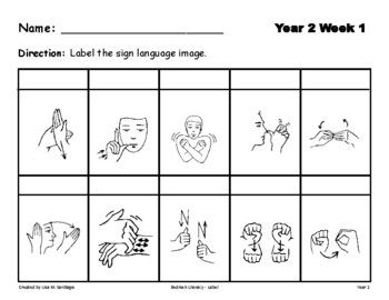 Preview of Bedrock Year 2 - Label Sign Language Images