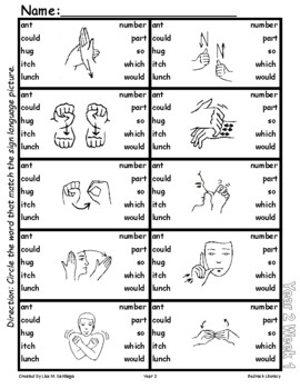 Preview of Bedrock Year 2 - Sign Language Images with Words Matching