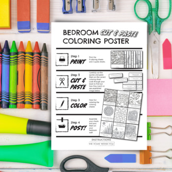 Preview of Bedroom Cut & Paste Coloring Poster