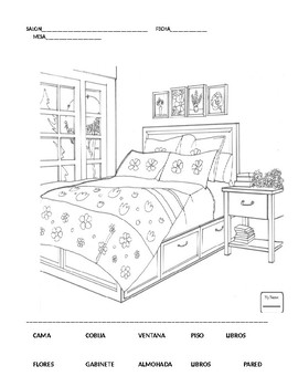 Preview of Bedroom Labeling Handout in Spanish