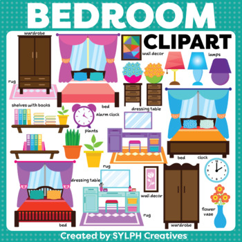 Bedroom Moveable ClipArt for ESL Activities by SYLPH Creatives | TPT