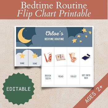 Preview of Bedtime Routine Visual Schedule, Special Needs, Autism, Toddler Flip Chart Edit