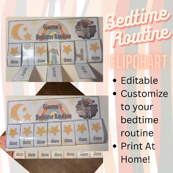 Preview of Bedtime Routine for Home Flip Chart Bedtime Nightime Checklist Editable