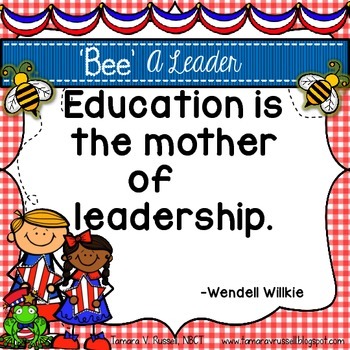 Bee A Leader: Quotes about Leadership for Kids and Teacher