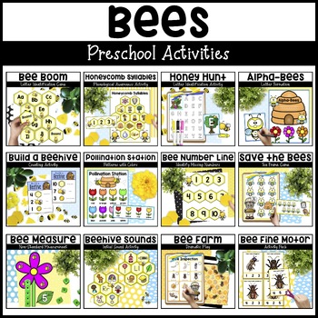 Preview of Bee Activities for Preschoolers - Math, Literacy, & Dramatic Play