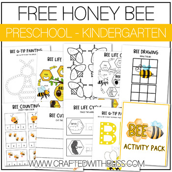 Preview of FREE Bee Activity Pack, Bee Printable for Pre-K, Science Preschool- Kindergarten