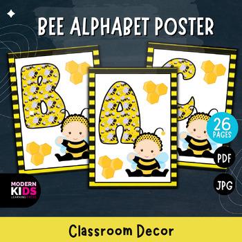 Preview of Bee Alphabet Poster, Classroom Decor