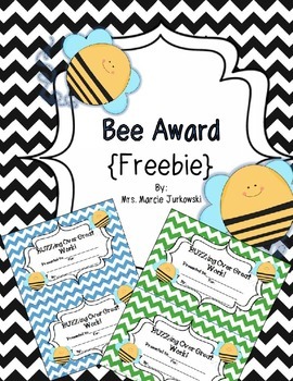 Preview of Bee Award {Freebie} General Awards Spelling Awards Classroom Awards Paper Awards