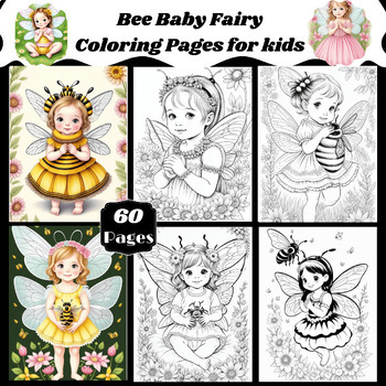 Preview of Bee Baby Fairy Coloring Pages for kids