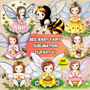 Preview of Bee Baby Fairy Sublimation Clipart V1