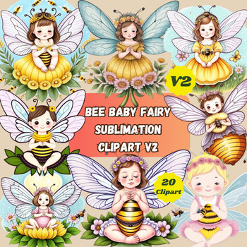 Preview of Bee Baby Fairy Sublimation Clipart V2