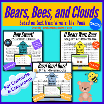 Preview of Bee, Bear, and Cloud Themed Concert and Classroom Songs for Orff and More
