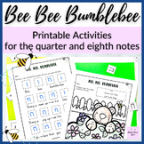 Bee Bee Bumbleblee Folk Song PRINTABLE Worksheets for Quar