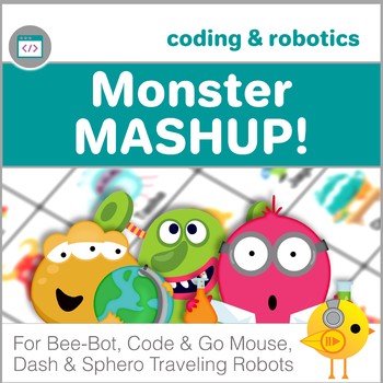 Preview of Bee-Bot, Code & Go Mouse Robot Coding Activities - Monster Mashup