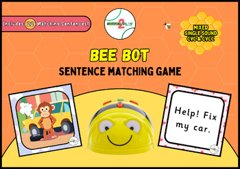 Preview of Bee Bot Mixed CVC & CVCC Sentence Matching Game