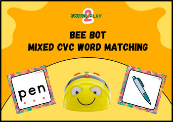 Preview of Bee Bot Mixed CVC Matching Game