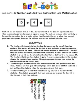 Preview of Bee-Bot: Numbers 1-30: Add, Subtract, and Multiply
