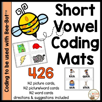 Preview of Bee-Bot Short Vowel Coding Mats Robotics Center Activities K - 1st Grade