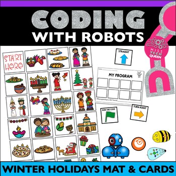 Preview of Bee Bot Winter Holidays Around the World Coding Mat Hour of Code Robot Mouse