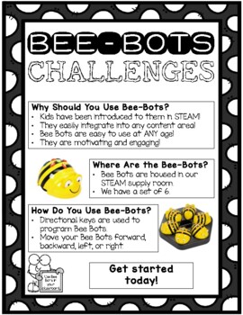 Preview of Bee-Bots Quick Start Guide and Materials for STEM/STEAM Challenges