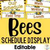 Bee Theme:  Classroom Daily Visual Schedule Display | Editable Template