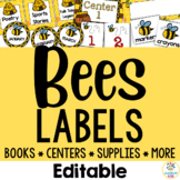 Bee Classroom Organization- Editable Supply Labels & Décor