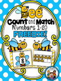 Bee- Count and Match Number Puzzles (1-20) FREEBIE