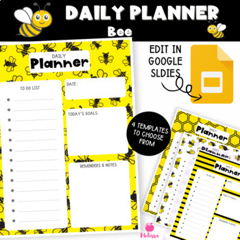 Preview of Bee Daily Planner (Google Slides Editable)