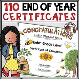 End of Year Completion Certificates Bumble Bees Sunflowers