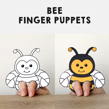 Preview of Bee Finger Puppet Printable Insect Animal Coloring Paper Craft Activity Play