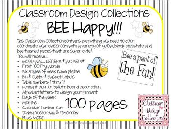 Preview of Bee Happy: Classroom Design Set EDITABLE