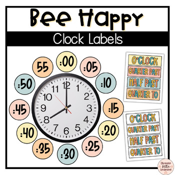 Preview of Bee Happy Clock Labels | Editable | Classroom Decor