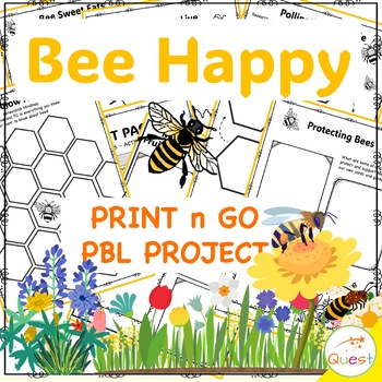 Preview of Bee Happy Project Based Learning PBL Environment, Art, ELA