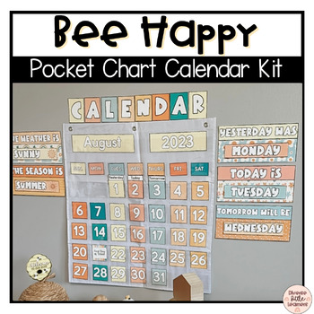 Preview of Bee Happy Pocket Chart Calendar Kit | Weather Display | Classroom Decor