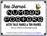 Bee Themed Number Posters with gray chevron