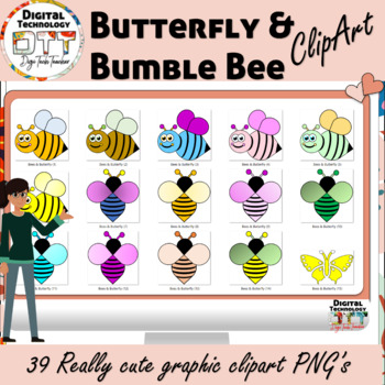 Preview of Bee Icon Clipart, Butterfly Icon Clipart, Vector Icon, Icon Clipart,