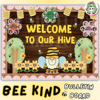 Preview of Bee Kind Bulletin Board Kit, Back to school, Printable - Classroom Door Decor