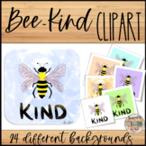 Bee Kind Clipart with 24 different background colors (flor