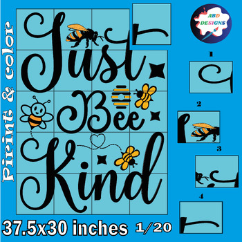 Preview of Bee Kind Collaborative Coloring Poster Activities, Bee Day Bulletin Board Craft