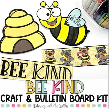 Preview of Bee Kind Kindness Craft & Bulletin Board Kit or Door Decoration | Character Ed.